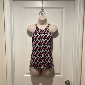 White House Black Market Fitted Black and White Tank Top